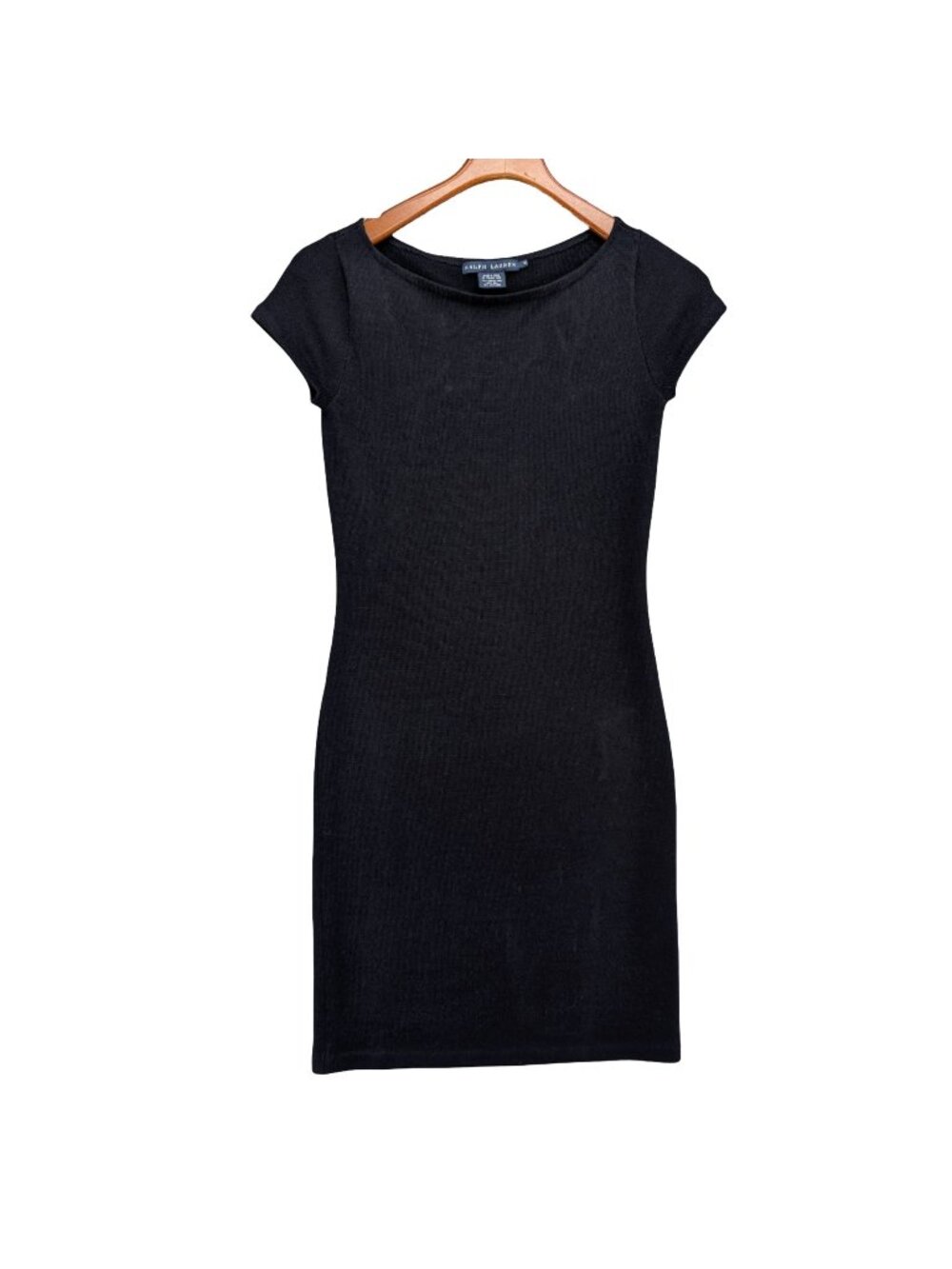 Ralph Lauren Sheath Sweater Dress Navy Merino Wool Silk Cashmere Cap Sleeve Sz M